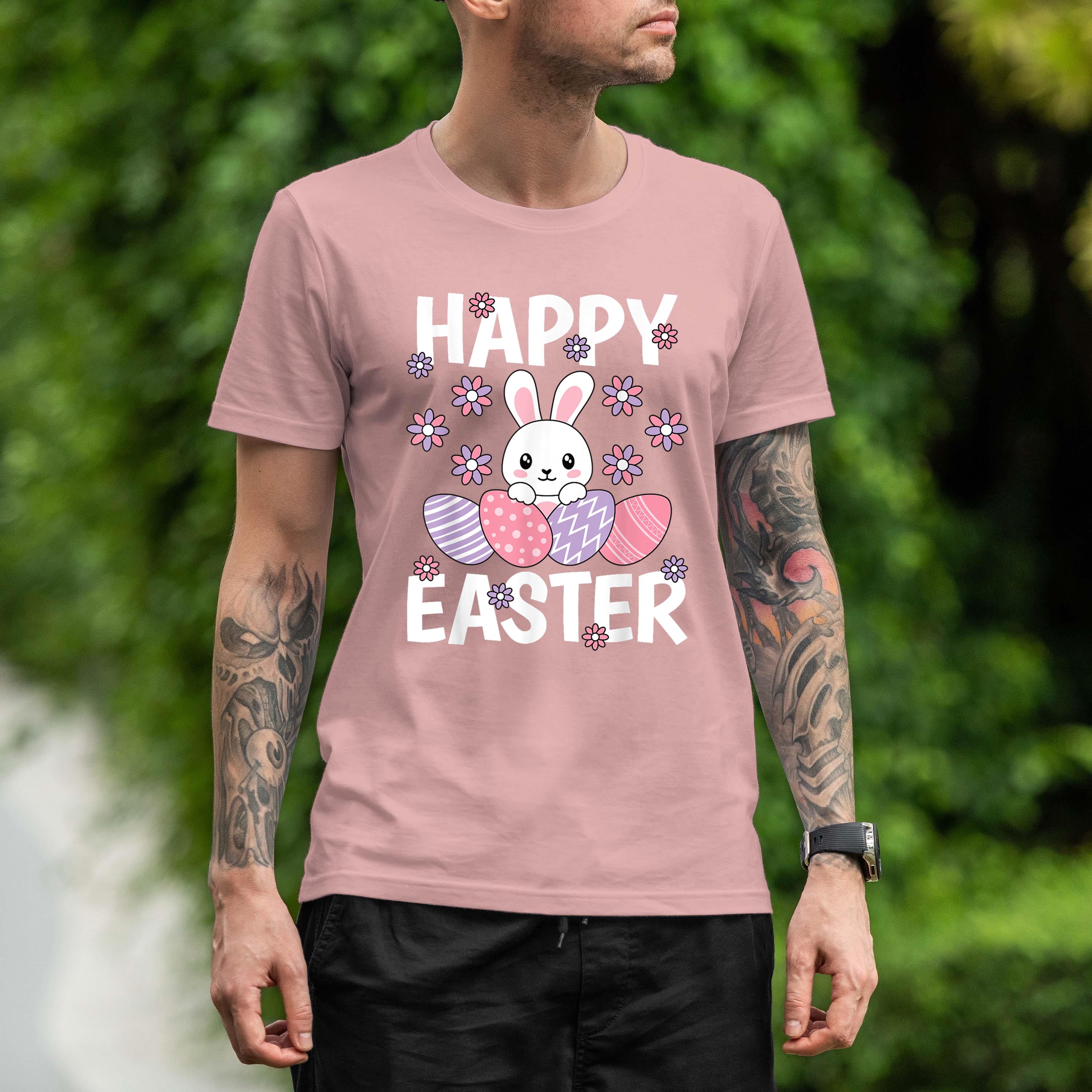 Cute Happy Easter Bunny Rabbit Egg Women Girls Kids Shirt 